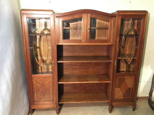 Walnut Inlaid Bookcase, 1900s-WQQ-1017407