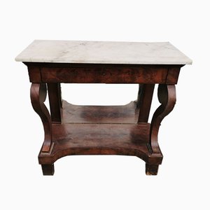 Walnut & Marble Console Table, 1800s-KNM-840610