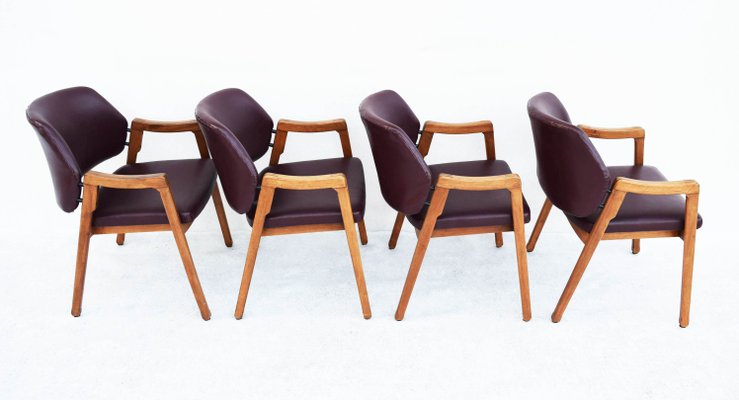 Walnut Model 814 Armchairs by Ico Luisa Parisi for Cassina, 1963, Italy, Set of 4-WF-868854