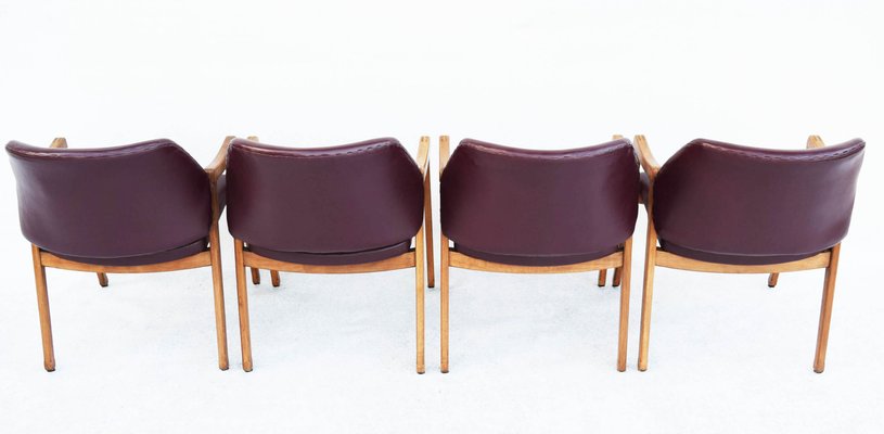 Walnut Model 814 Armchairs by Ico Luisa Parisi for Cassina, 1963, Italy, Set of 4-WF-868854