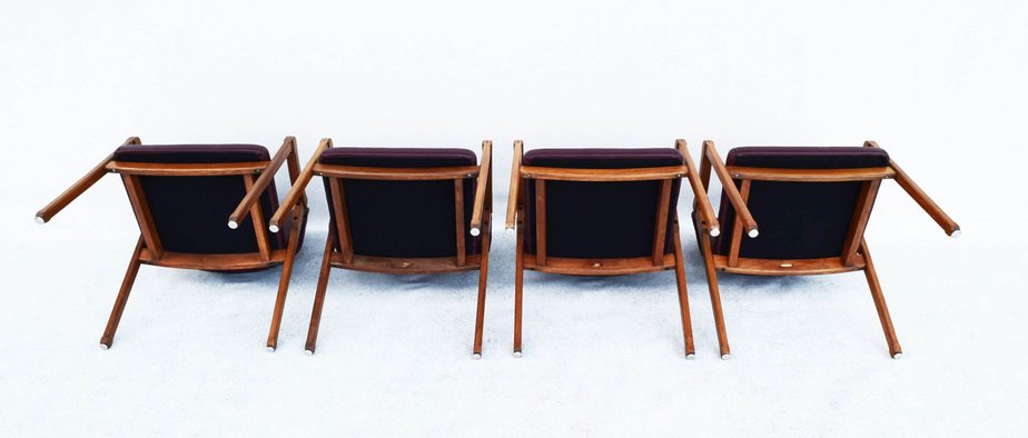 Walnut Model 814 Armchairs by Ico Luisa Parisi for Cassina, 1963, Italy, Set of 4-WF-868854