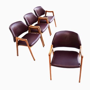 Walnut Model 814 Armchairs by Ico Luisa Parisi for Cassina, 1963, Italy, Set of 4-WF-868854