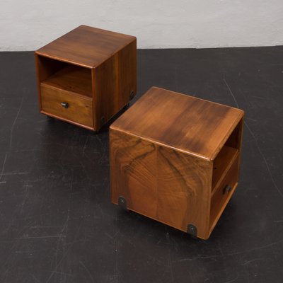 Walnut Nightstands by Fabio Lenci for Bernini, Italy, 1970s, Set of 2-UE-1899929