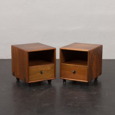 Walnut Nightstands by Fabio Lenci for Bernini, Italy, 1970s, Set of 2-UE-1899929