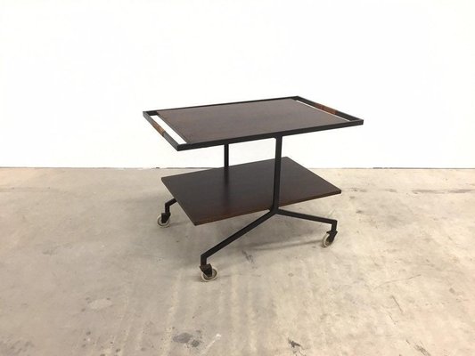 Walnut Steel Serving Trolley with Magazine Holder, 1970s-WSA-831233