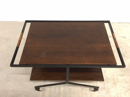 Walnut Steel Serving Trolley with Magazine Holder, 1970s-WSA-831233