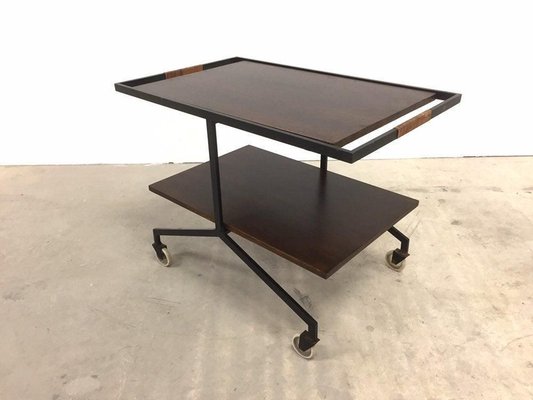 Walnut Steel Serving Trolley with Magazine Holder, 1970s-WSA-831233