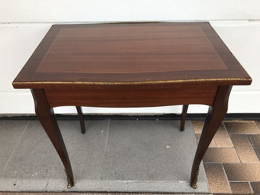 Walnut Table with Brass Applications, 1970s-WQQ-1716435