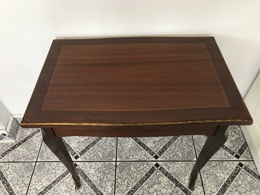 Walnut Table with Brass Applications, 1970s-WQQ-1716435