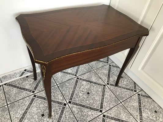 Walnut Table with Brass Appliqués, 1970s, 1960s-WQQ-1716420