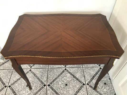 Walnut Table with Brass Appliqués, 1970s, 1960s-WQQ-1716420