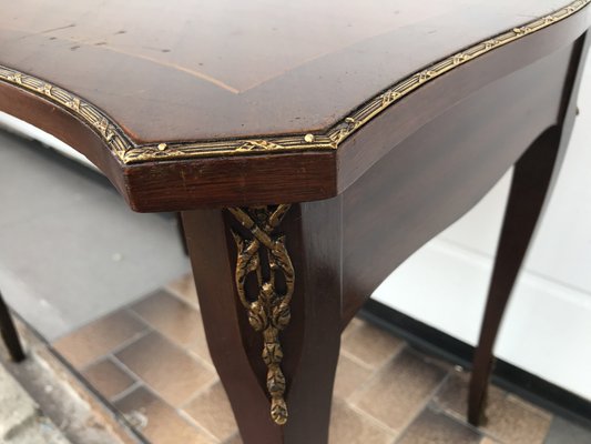 Walnut Table with Brass Appliqués, 1970s, 1960s-WQQ-1716420