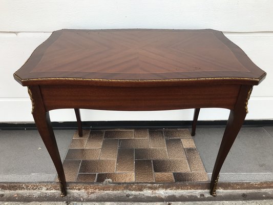 Walnut Table with Brass Appliqués, 1970s, 1960s-WQQ-1716420