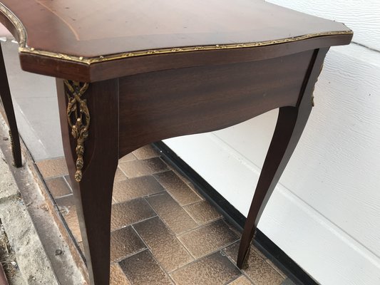 Walnut Table with Brass Appliqués, 1970s, 1960s-WQQ-1716420