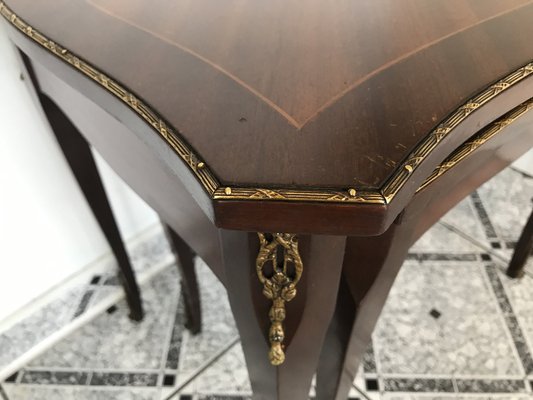 Walnut Tables with Brass Applications, 1970s, Set of 2-WQQ-1716426