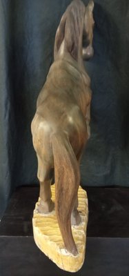 Walnut Wood Soaring Horse Sculpture-TTJ-1001256