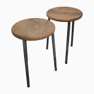 Walnut Wood Stools, 1950s, Set of 2-WWQ-1111932