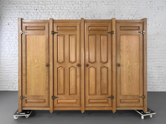 Wardrobe in Oak and Brass by Guillerme Et Chambron for Votre Maison, 1960s-EBV-2028064