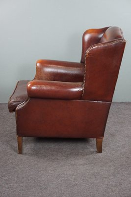 Warm Brown Leather Armchair-HPP-1718843