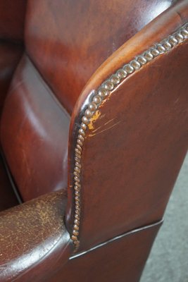 Warm Brown Leather Armchair-HPP-1718843