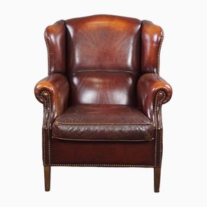 Warm Brown Leather Armchair-HPP-1718843