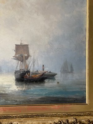 Warren Sheppard, Landscape with Sailboat, 19th Century, Oil on Canvas-MAX-1397605