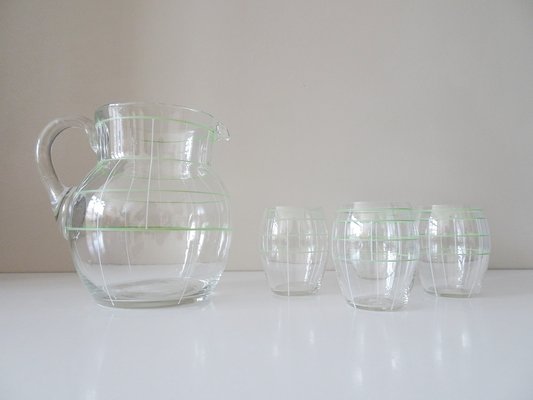 Water Jug ​​with Glasses, 1950s, Set of 5-BLG-1754505