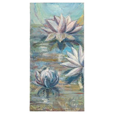 Water Lilies on the Water, 20th Century, Oil on Canvas-WFS-904976