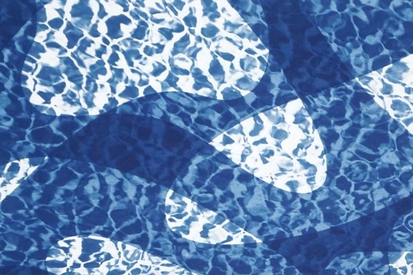 Water Reflection of Fish Under Water, Pool Monotype, Cyanotype in Blue Tones, 2021-RWC-904054