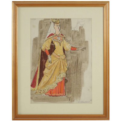 Watercolor Painting of a Russian Dancer from the Russian Theatre, 1960s-WFS-744830