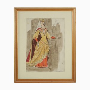 Watercolor Painting of a Russian Dancer from the Russian Theatre, 1960s-WFS-744830