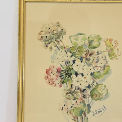 Watercolors by A. Pobst, 1950s, Set of 2-NE-703384