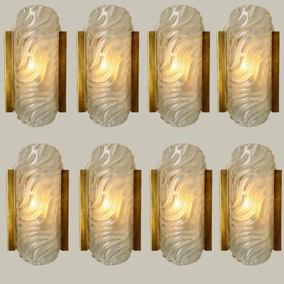 Wave Glass & Brass Wall Light from Glashütte Limburg, 1960s-VDW-1308524