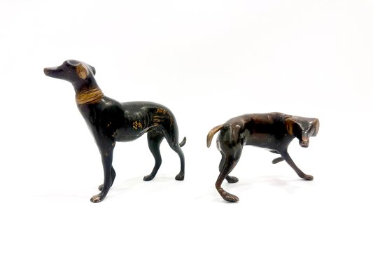 Whippets Figures in Bronze, 1960s, Set of 2-ZCY-2016196