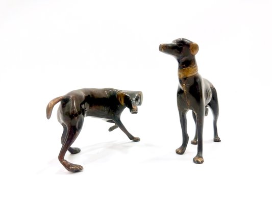 Whippets Figures in Bronze, 1960s, Set of 2-ZCY-2016196