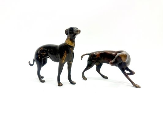 Whippets Figures in Bronze, 1960s, Set of 2-ZCY-2016196