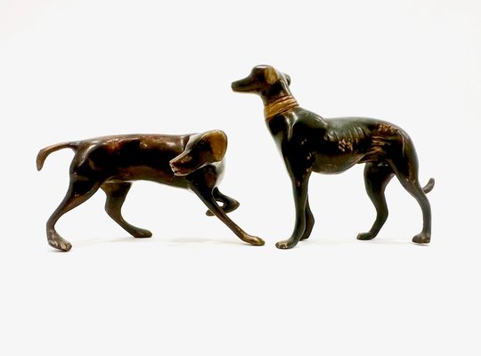 Whippets Figures in Bronze, 1960s, Set of 2-ZCY-2016196