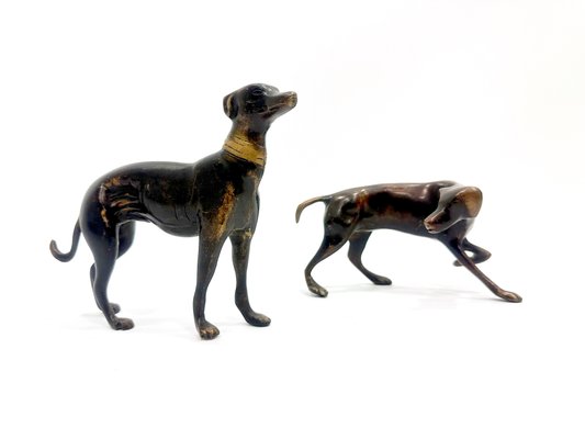 Whippets Figures in Bronze, 1960s, Set of 2-ZCY-2016196