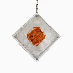 White and Amber Murano Glass Pendant Lamp, Italy, 1960s-NV-827279