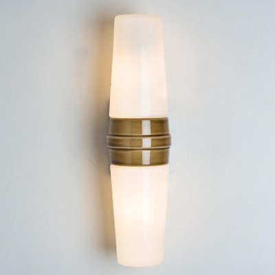 White and Brown Ceramic Wall Lights, Sweden, 1970, Set of 2-VDW-2028622