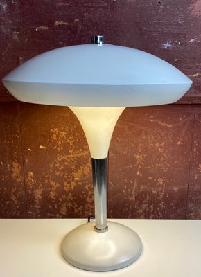 White and Chrome Bauhaus Style Table Lamp-WZZ-833403