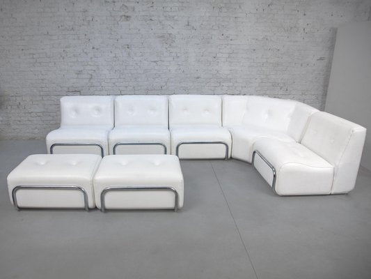 White and Chrome Living Room Set, 1969, Set of 7-KL-1743225