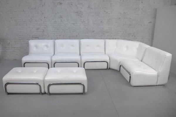 White and Chrome Living Room Set, 1969, Set of 7-KL-1743225