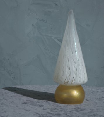 White and Gold Murano Art Glass Tree Sculpture, 1980-UH-1121963