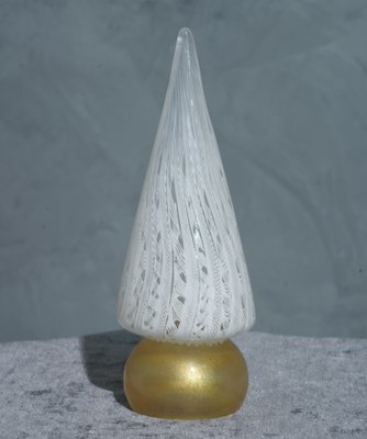 White and Gold Murano Art Glass Tree Sculpture, 1980-UH-1121963