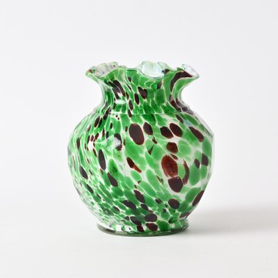 White and Green Spatter Glass Vase from Fenton, 1890s-IXK-1438374