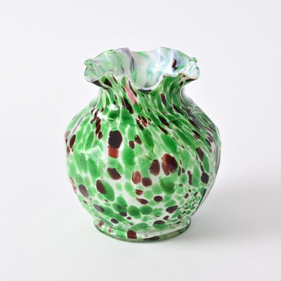 White and Green Spatter Glass Vase from Fenton, 1890s-IXK-1438374