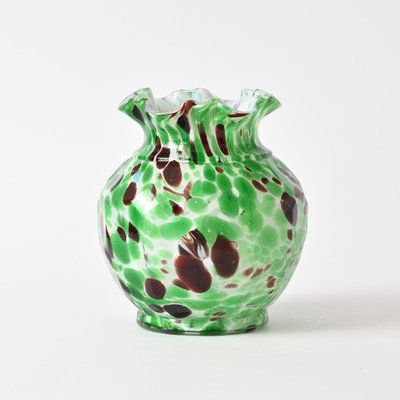 White and Green Spatter Glass Vase from Fenton, 1890s-IXK-1438374