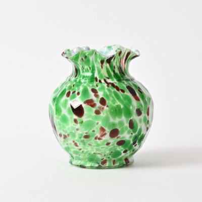 White and Green Spatter Glass Vase from Fenton, 1890s-IXK-1438374