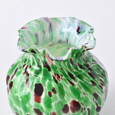 White and Green Spatter Glass Vase from Fenton, 1890s-IXK-1438374